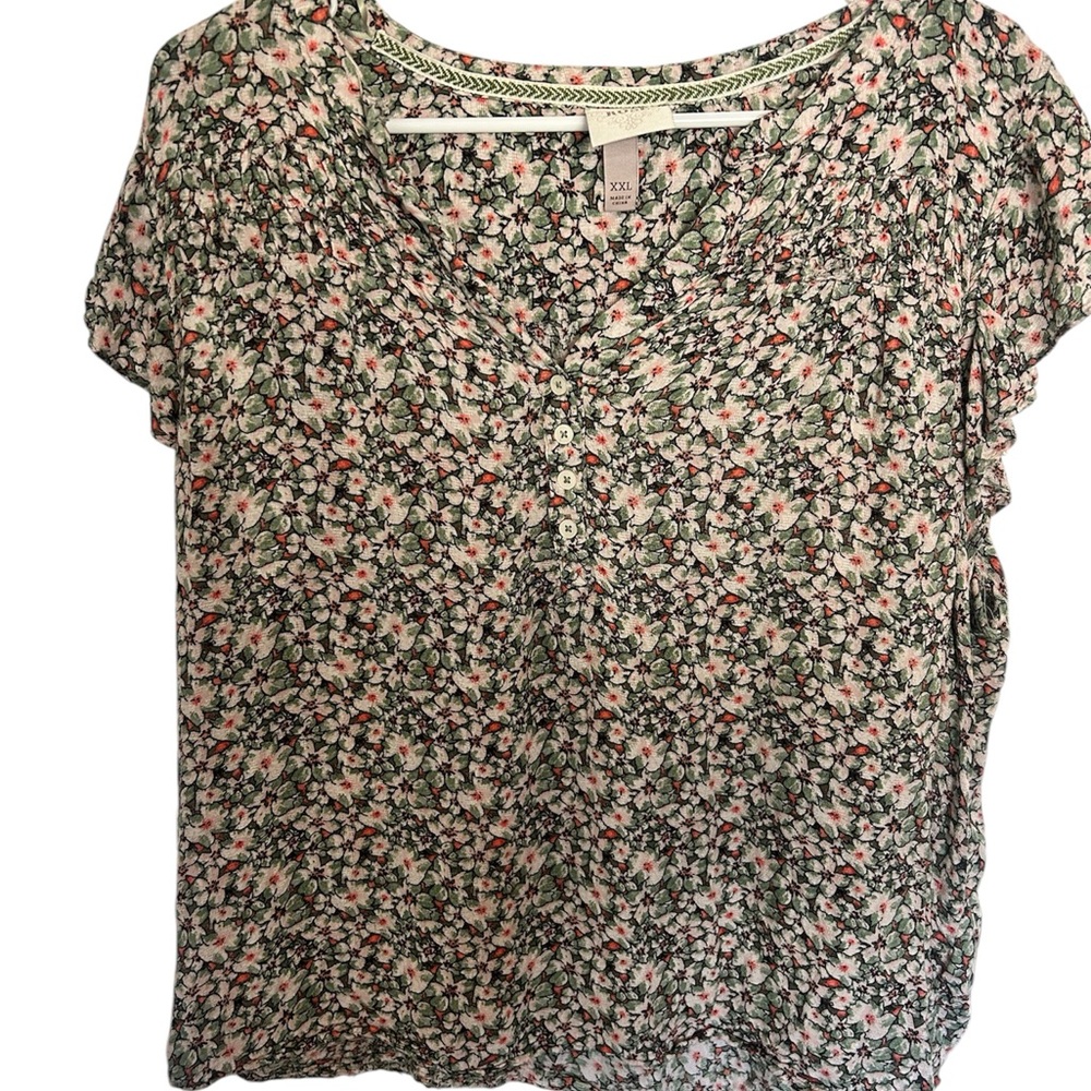 Knox Rose Pink Green and Cream Blouse